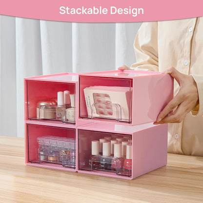 Vtopmart 10 Pack Small Clear Stackable Storage Drawers, Acrylic Bathroom Makeup Organizer, Plastic Storage Bins For Vanity, Undersink, Kitchen Cabinets, Pantry, Home Organization
