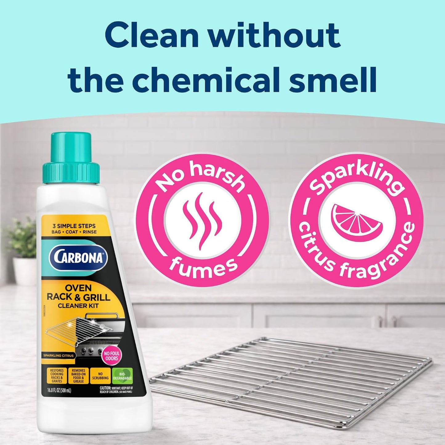 Carbona Oven Rack & Grill Cleaner | Eliminates Thick Grease & Build-Up | Griddle & BBQ Cleaning Solution | 16.8 Fl Oz, 2 Pack