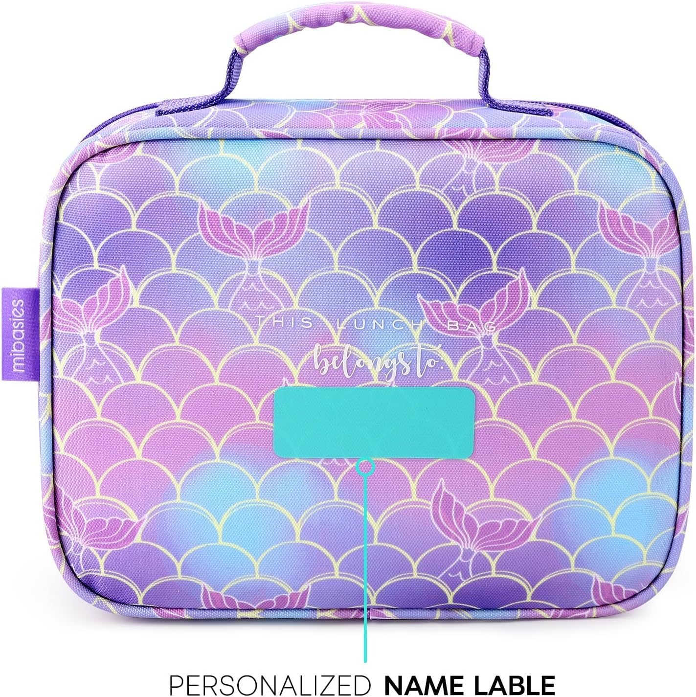mibasies Kids Lunch Box for Girls Toddler, Insulated and Reusable Lunch Bag for School, Pink Rainbow