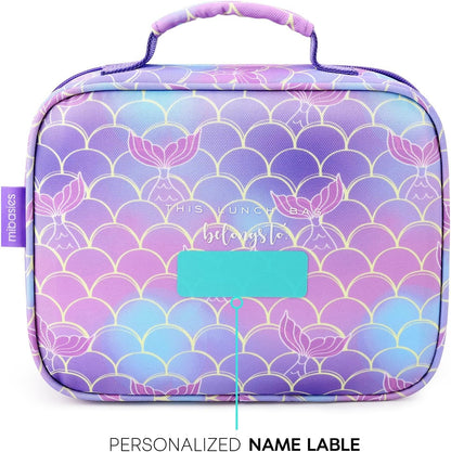 mibasies Kids Lunch Box for Girls Toddler, Insulated and Reusable Lunch Bag for School, Pink Rainbow