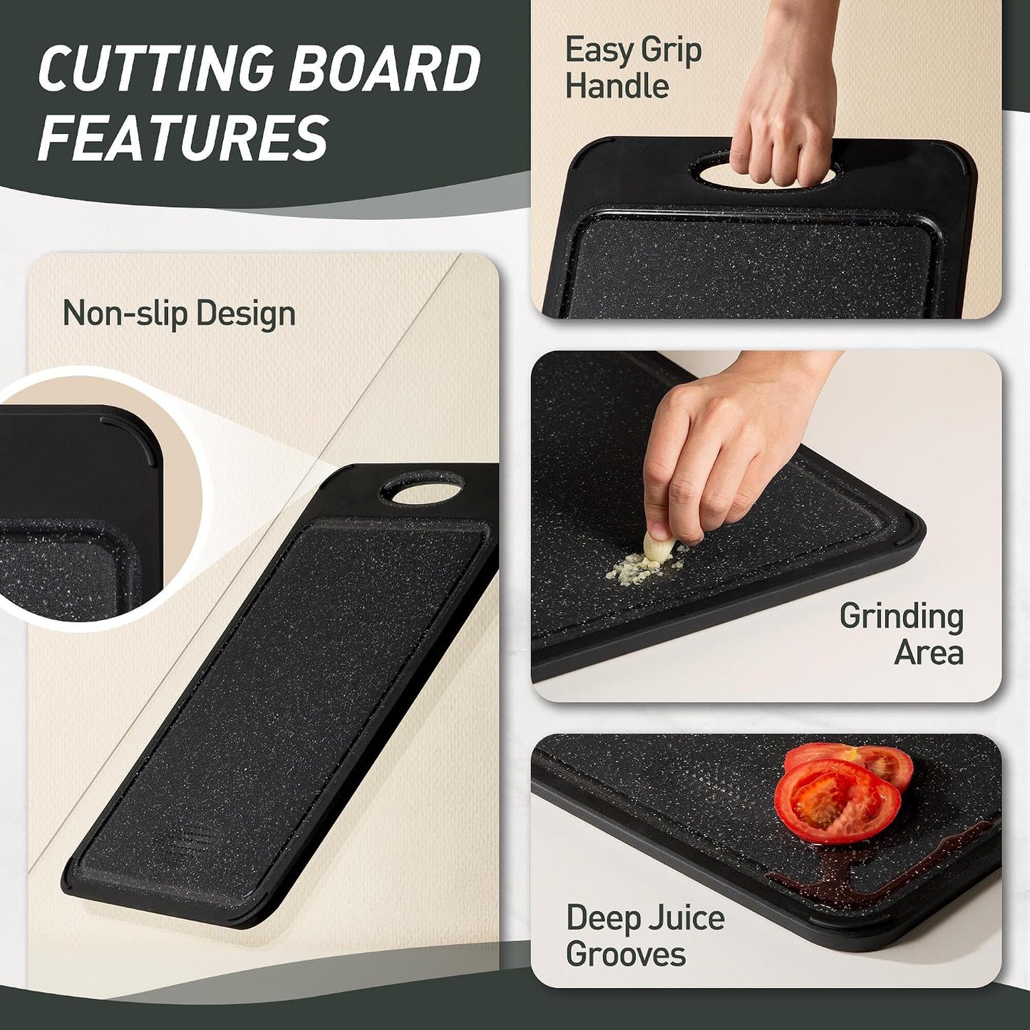 End Grain Cutting Board for Kitchen with Non-slip Feet, Acacia Wood Heavy Duty Checkered Cutting Board Upgraded Chopping Board with Juice Groove & Handle Large Wooden Butcher Block with Gift Box