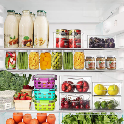 Heyuzb Pantry Organizers and Storage, 12 Pack Clear Plastic Storage Bins for Freezer, Multi-Use Organizer Bins for Kitchen, Office, Fridge, Cabinet and Shelf Organizing