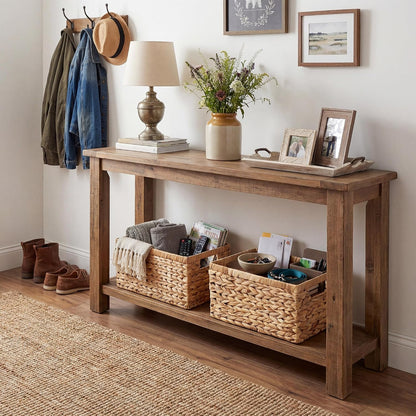 GRANNY SAYS Wicker Storage Baskets for Shelves, Water Hyacinth Basket with Scalloped Edge, Storage Wicker Baskets for Pantry, Large, 2-Pack