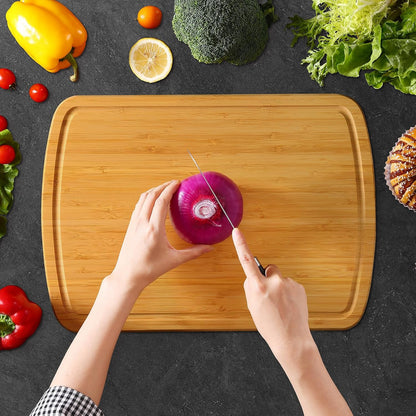 Homaxy Extra Large Bamboo Cutting Boards for Kitchen, 18x12.5" Wood XL Cutting Board with Juice Groove, Butcher Block Wooden Chopping Board for Kitchen, Meat, Cheese, Fruit & Vegetables - Pre Oiled