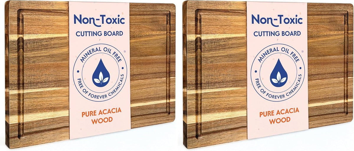 Non-Toxic Acacia Wood Cutting Board, Mineral Oil & Plastic Free, 16x11 in