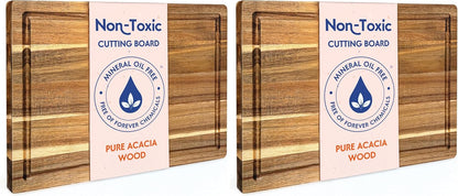 Non-Toxic Acacia Wood Cutting Board, Mineral Oil & Plastic Free, 16x11 in