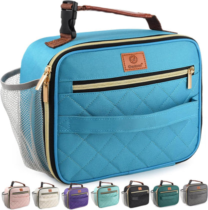 Genteen Lunch Box for Kids, Boys - Insulated Small LunchBox Reusable, Zip Closure & Buckle Handle, Portable Cooler for Work, School, Travel (Lake Green)