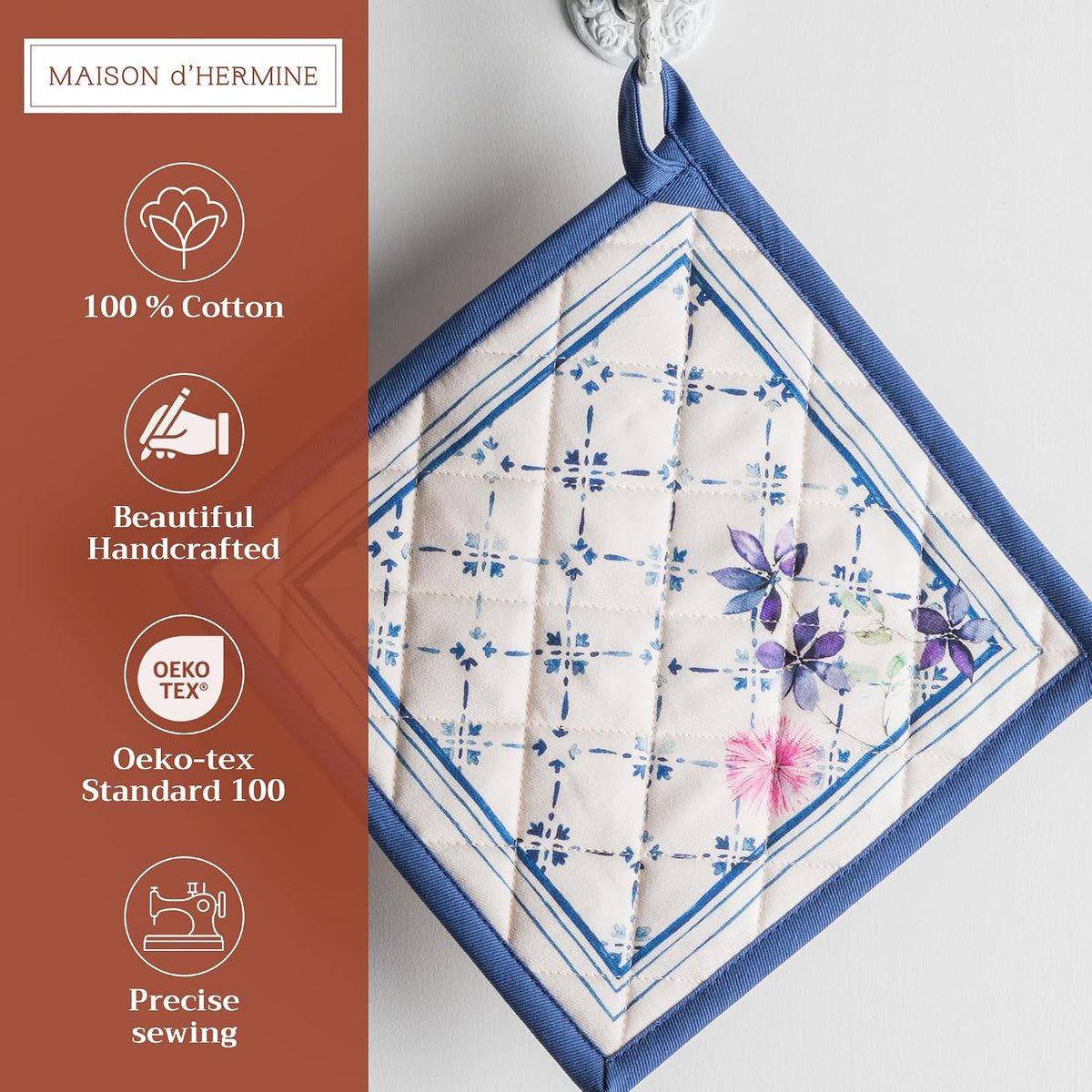 Maison d' Hermine Pot Holders 100% Cotton Potholders (8" x 8") - Colors A