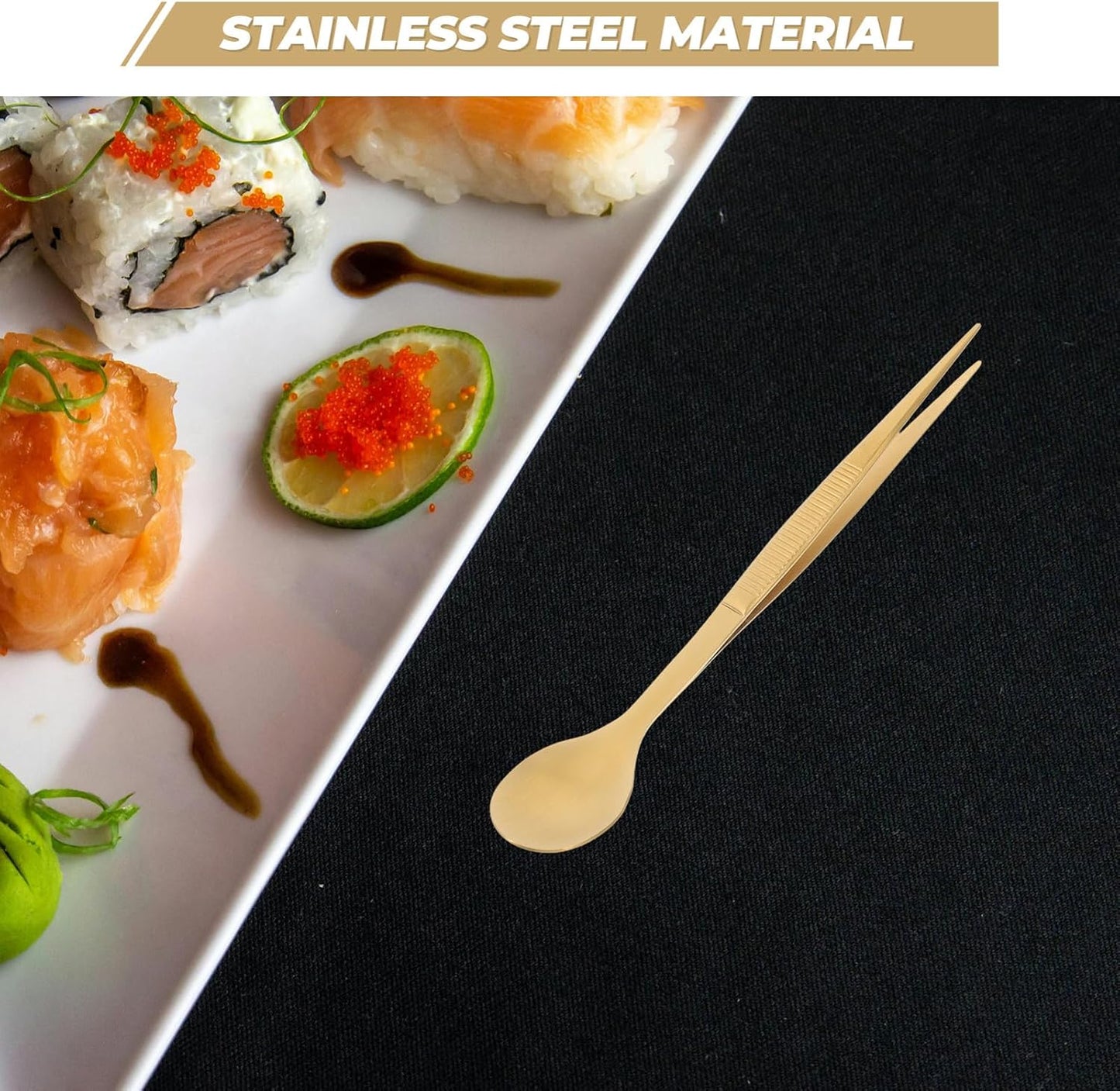 Tasting Spoon with Tweezer, 2 in 1 Stainless Steel Chef Spoon Serving Tongs, Professional Chef Tool for Cooking Plating Buffet Banquet Barbecue Grilling Appetizer, Multi