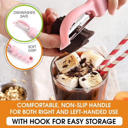 Spring Chef Premium Swivel Vegetable Peeler, Soft Grip Handle and Ultra Sharp Stainless Steel Blades - Perfect Kitchen Peeler For Veggie, Fruit, Potato, Carrot, Apple - Mango