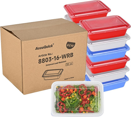 LOKATSE HOME 16 Pack 1 Compartment Multi-Color Meal Prep Food Storage Containers with Lids Reusable Lunch Bento Boxes, BPA Free, Stackable, Microwave/Dishwasher/Freezer Safe (38 oz)
