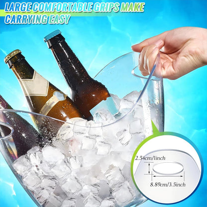 Cunhill 6 Pieces Plastic Clear Ice Bucket with Scoops Clear Acrylic Ice Tub Plastic Wine Bucket Party Beverage Chiller Bin Parties Tub for Wine Champagne or Beer (4 Liters)