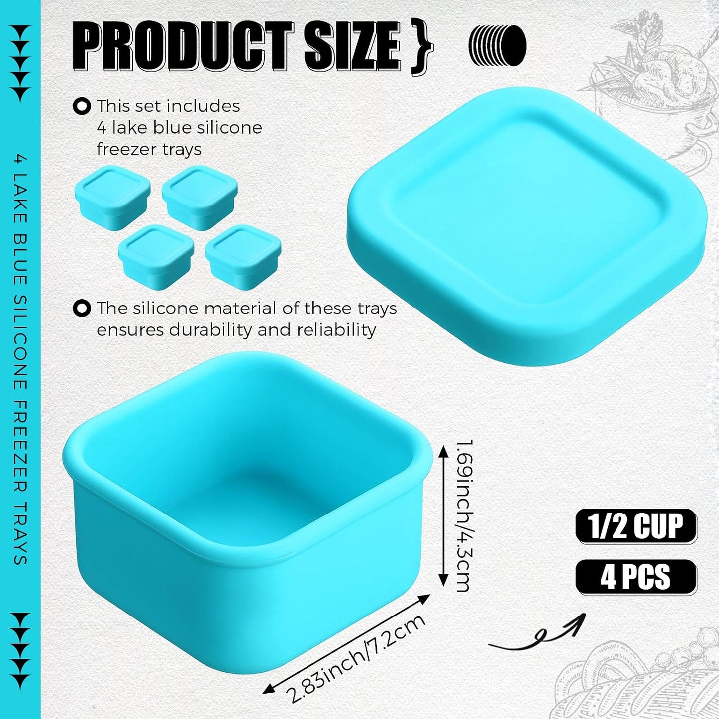 Nuogo 4 Pcs 6 Cup Silicone Freezer Trays with Lid Soup Containers Reusable Freezer Silicone Molds Rectangle Containers Ice Trays for Soups Sauces Stews Curries, Yellow