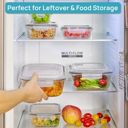 Vtopmart 10 Pack 35oz Glass Food Storage Containers with Lids, Meal Prep Containers, Airtight Reusable Lunch Container Set, Safe for Oven, Microwave, Freezer, and Dishwasher, Grey