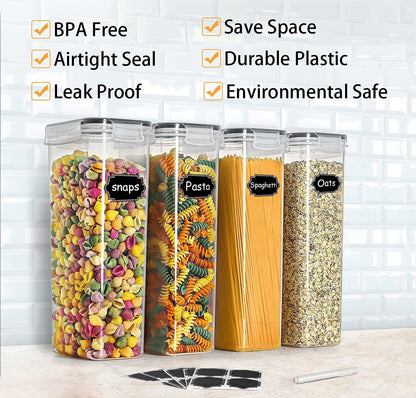 Wildone Airtight Food Storage Containers Set of 9 BPA Free Cereal & Dry Food Storage Containers 2.8L / 11.83 cups for Sugar, Flour, Snack, Baking Supplies, with 20 Chalkboard Labels & 1 Marker
