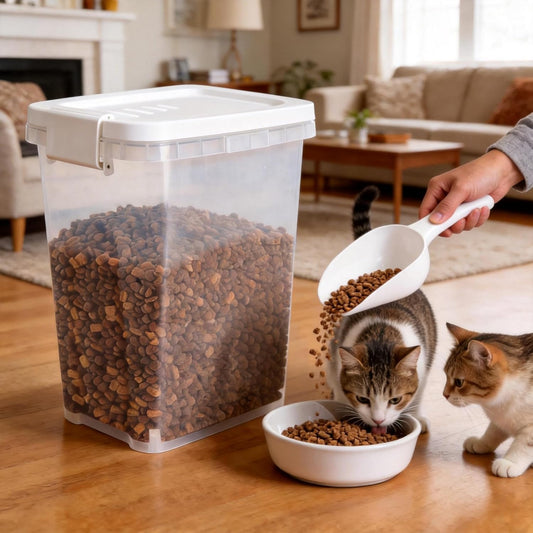 2 Pack Small Cat Food Storage Container with Wide-Mouth Pour Spout - 2Lbs/2.1QT Dog Pet Food Container for Cat Dog Food, Bird Seed, Chicken - Versatile Dry Food Bin Dispenser for Rice, Flour, Cereal