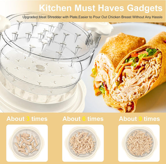 Chicken Shredder Tool Twist with Removable Inner Tray for Chicken Pork Beef