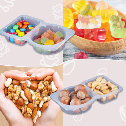MACTANO 20 Sets Condiment Container with Lid, Disposable Double Compartment Plastic Container for Sauce Snack