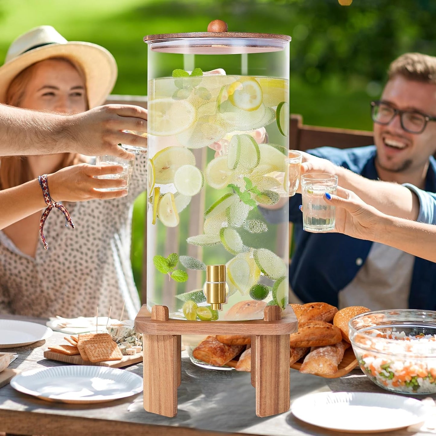 3 Gallon Extra Large Drink Dispenser for Parties,Glass Beverage Dispenser with Stand,Water Drink Dispenser with Airtight Valve,Lemonade Dispenser for Fridge,Water, Juice,Cocktails,Ice Tea & Sun Tea