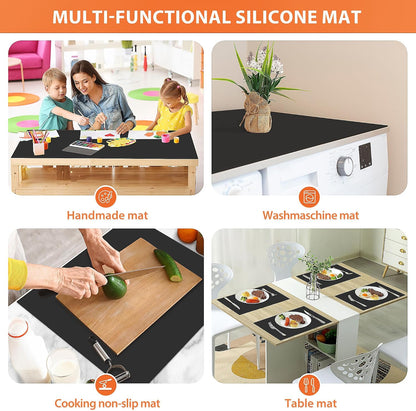 Silicone Mat Roll - Silicone Mats for Kitchen Counter, Heat Resistant Countertop Protector, Non-Slip Table Mat Desk Saver Pad, Multi-functional Cuttable Silicone Mat, Craft Mat - 17IN X 5FT