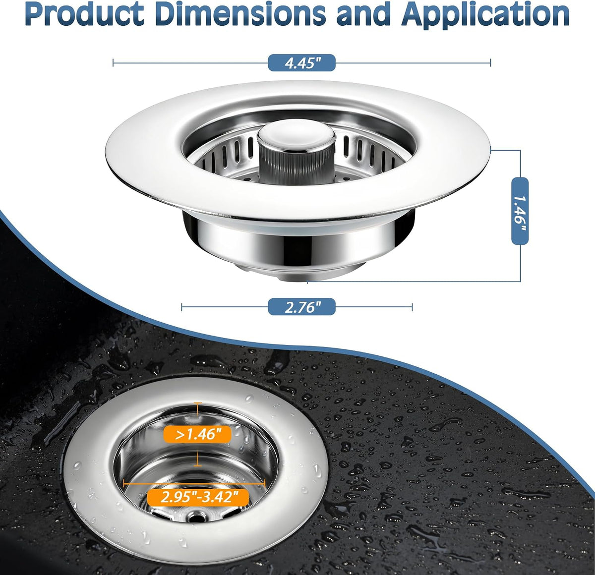 TGOSOMT Kitchen Sink Drain Strainer Stopper