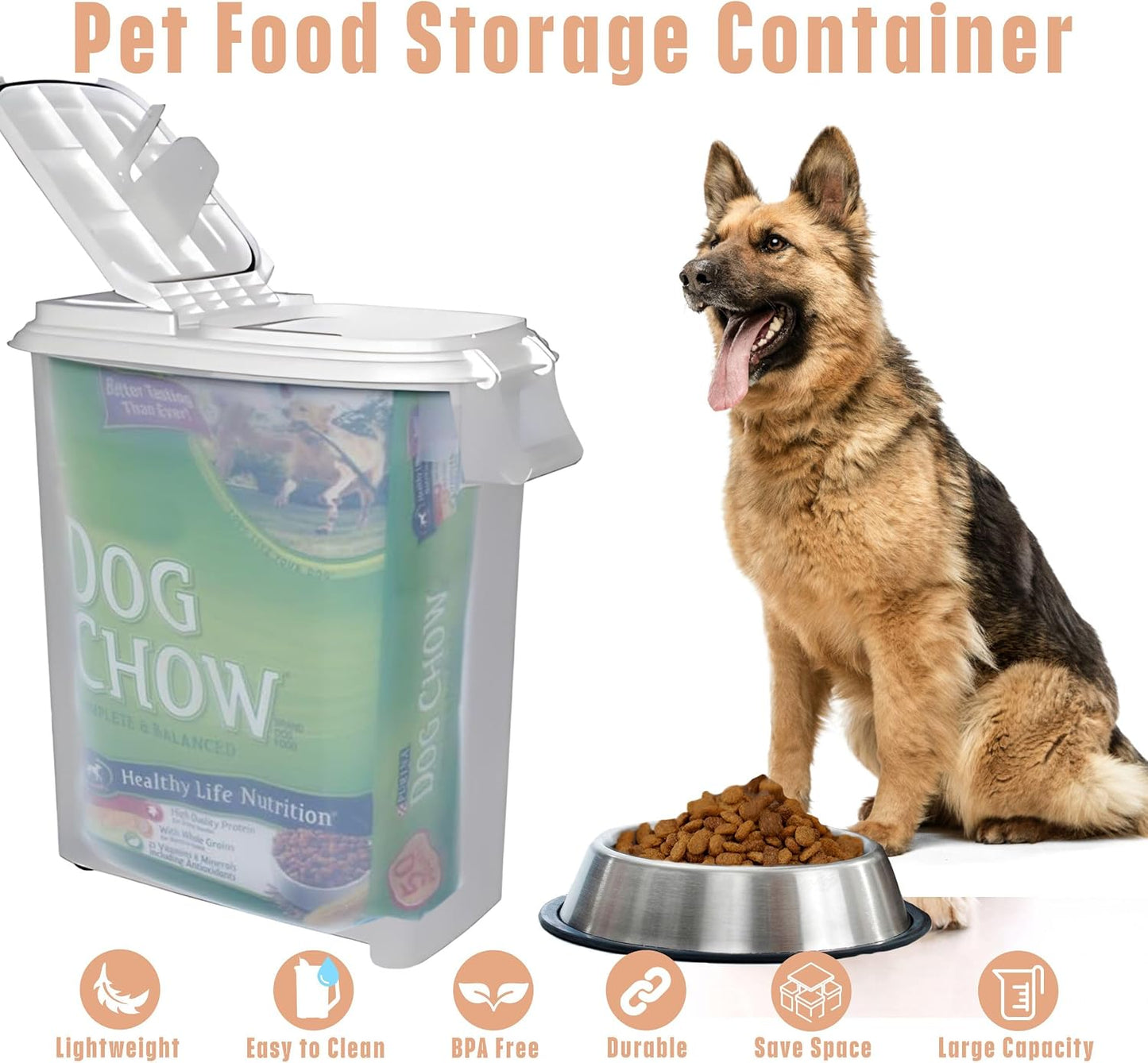 Buddeez 80-Quart Roll-Away Pet and Large Animal Food Dispenser with Scoop
