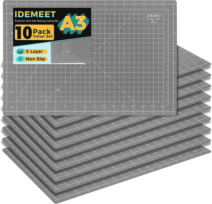 Self Healing Cutting Mat 18" x 12", A3 Double-Sided for Quilting & Sewing, Non-slip, 5-Ply Rotary Cutting Mat for Crafts Cutting Fabric Scrapbooking, and Small Modeling Projects, Anthracite Gray
