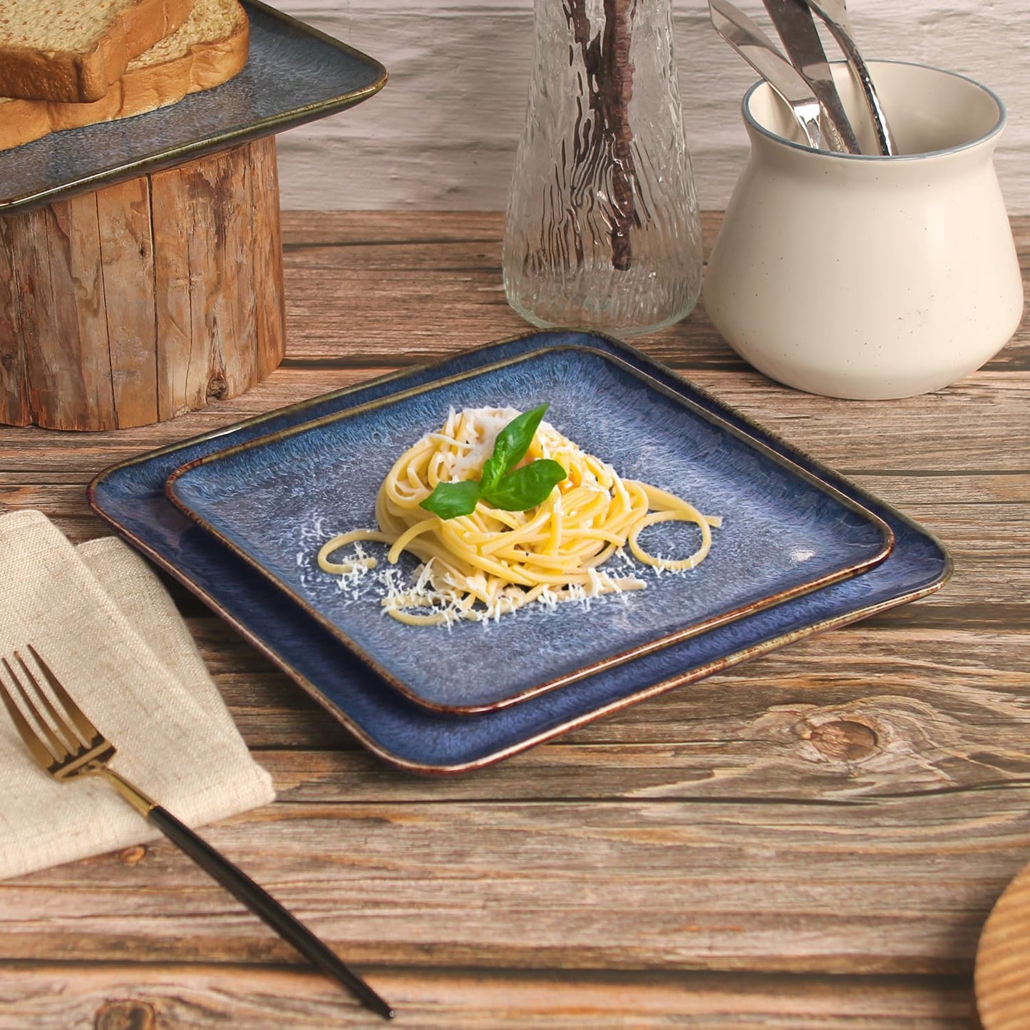 Porcelain Plate Set Large Serving Tray Set of 4, Reusable Serving Platters for Party Food, Cookie, Appetizer, Charcuterie, Snack, Dessert Display,Stackable Kitchen Dish 14.4 INCH