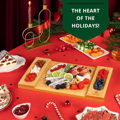 ROYAL CRAFT WOOD Premium Bamboo Charcuterie Board Set - Cheese Platter & Serving Tray & Serving Utensils - Perfect Housewarming Gift, Wedding, Bridal Shower Gift - Ideal for Entertaining and New Home