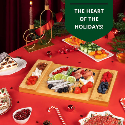 ROYAL CRAFT WOOD Premium Bamboo Charcuterie Board Set - Cheese Platter & Serving Tray & Serving Utensils - Perfect Housewarming Gift, Wedding, Bridal Shower Gift - Ideal for Entertaining and New Home