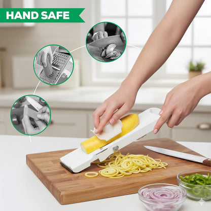 Benriner Mandoline Slicer with 4 Blades, Japanese Stainless Steel, BPA Free, 12.75 x 3.625-Inches, Beige