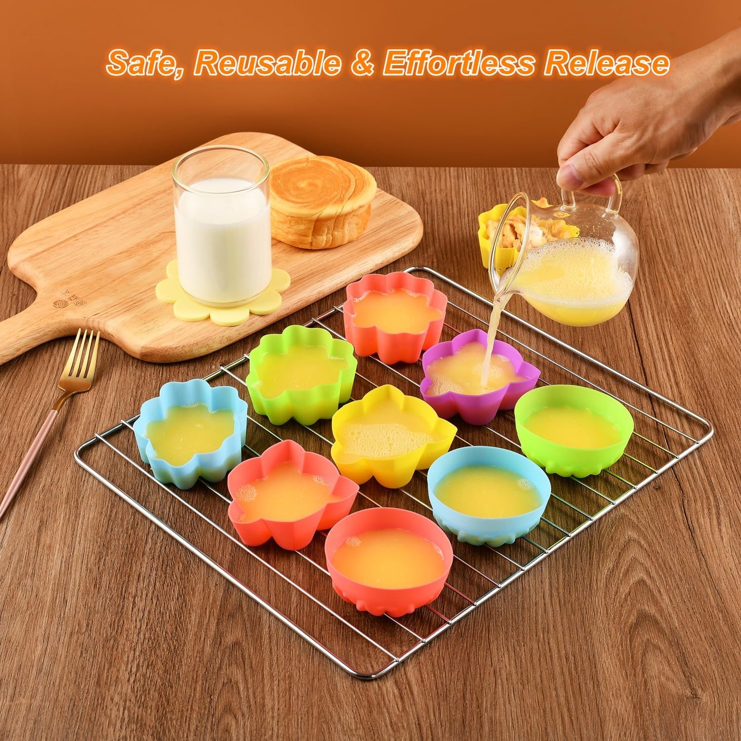 Reusable Silicone Baking Cups,Silicone Cupcake Liners for baking, Multi Flower Shapes Muffin Liners, Multicolor, Pack of 36