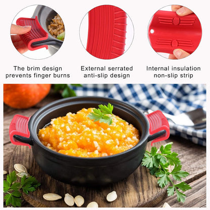 4 Pcs Non-Slip Silicone Hot Handle Holder & Assist Grips, Potholder for Cast Iron Skillets, Heat Resistant Handle Cover Sleeve for Frying Pans, Casserole, Cookware Handles, Lake Blue