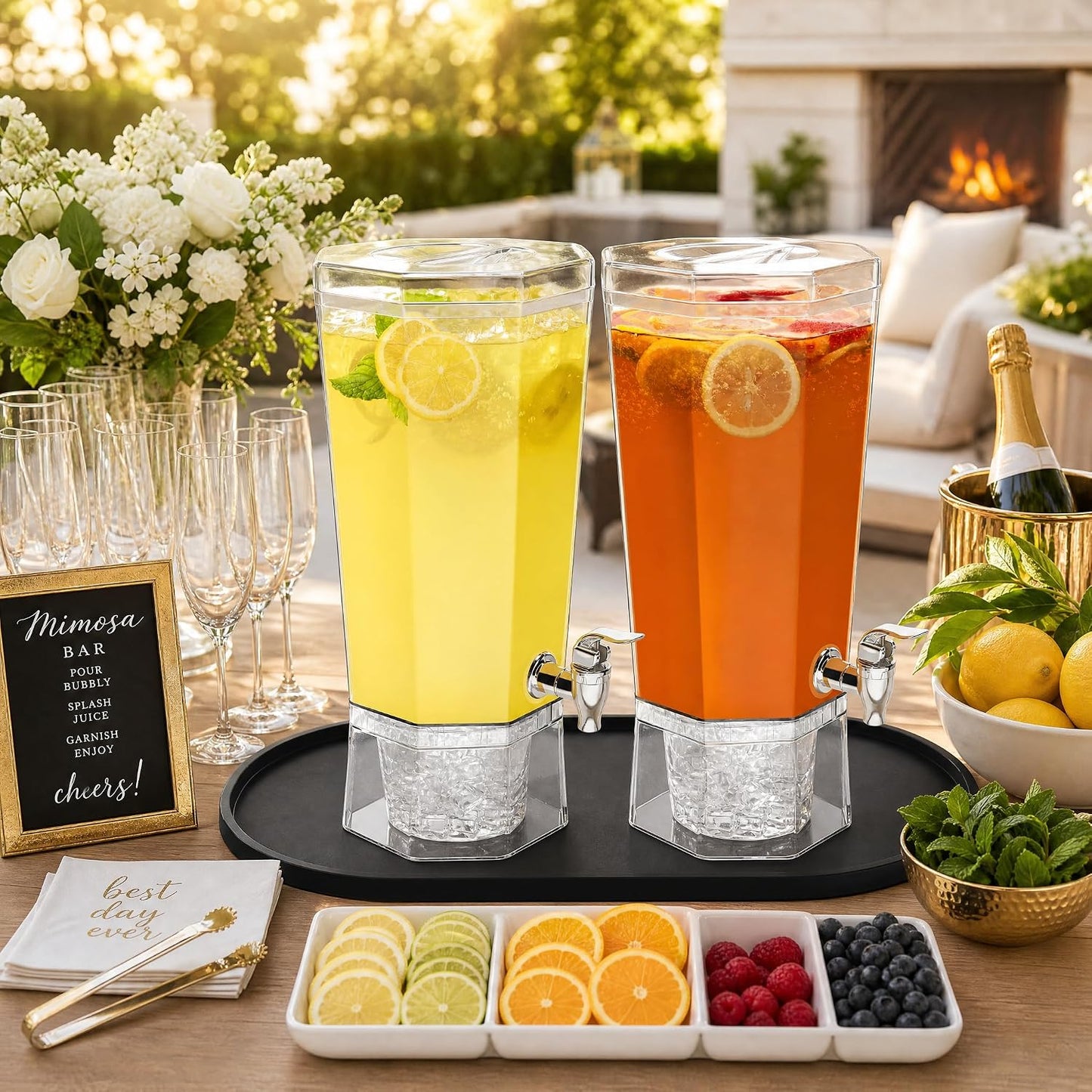 Drip Mat Fit for Drink Dispenser, Drip Tray for 2 Glass Drink Dispensers | Fits Dual Beverage Dispensers And Catches Drips, Condensation And Spills For Cleaner Party Tables And Drink Stations