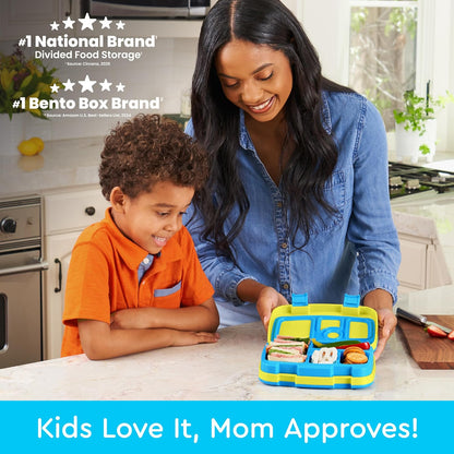Bentgo Kids Bento-Style 5-Compartment Leak-Proof Lunch Box - Ideal Portion Sizes for Ages 3 to 7 - Durable, Drop-Proof, Dishwasher Safe, PFAS & BPA-Free & Made with Food-Safe Materials (Purple)