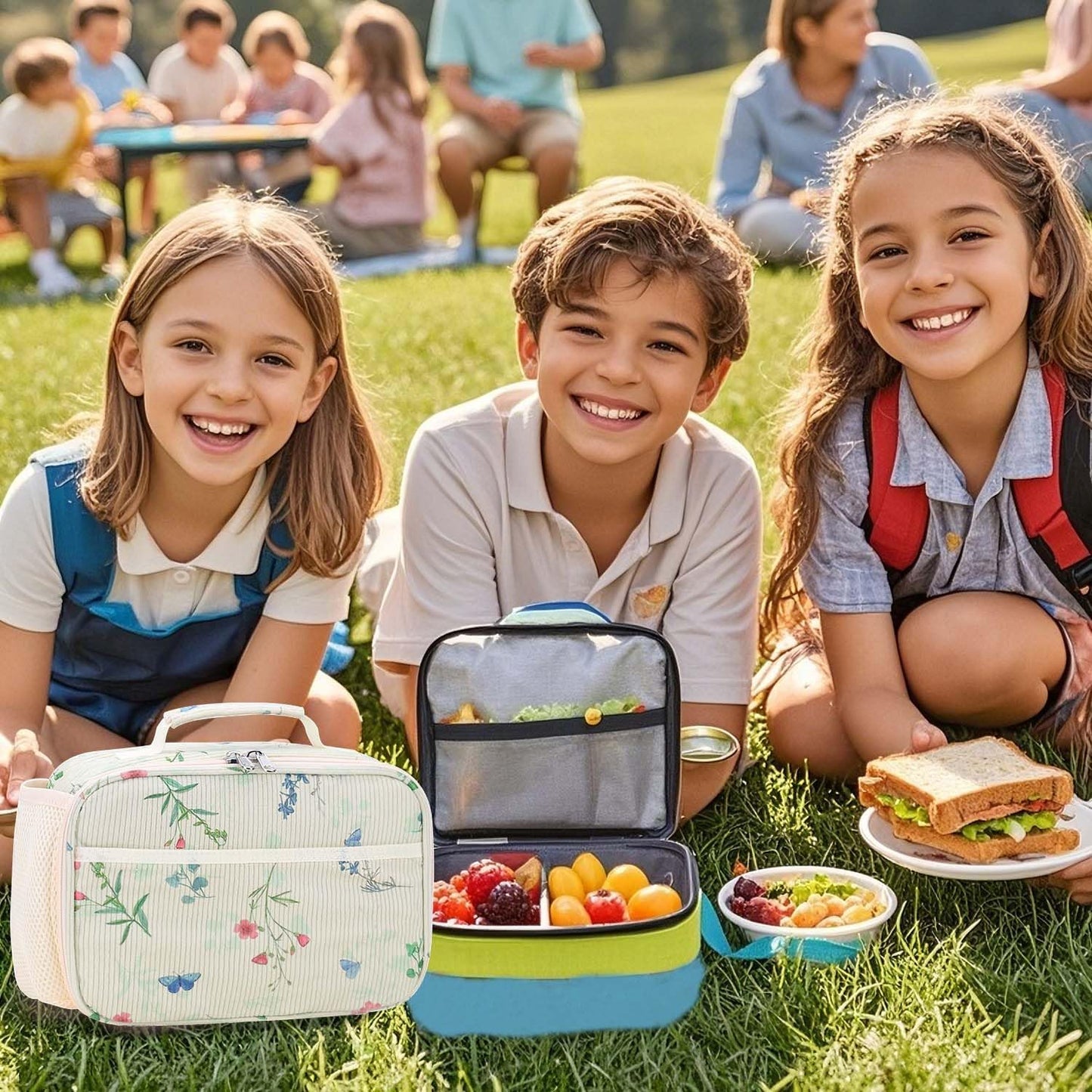 RHCPFOVR Kids Lunch Bag - Insulated Lunch Box for Boys Girls,Washable Lunch Bag and Reusable Toddler Leak-proof Lunchbox for School and Daycare - Colors A
