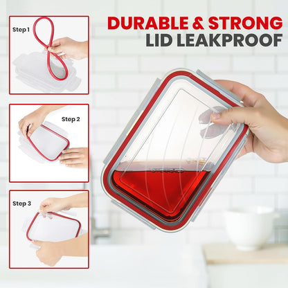 Utopia Kitchen Plastic Food Containers - Food Storage Containers with Airtight Lids - Reusable Lunch Boxes - Leak Proof (Red, Pack of 32)