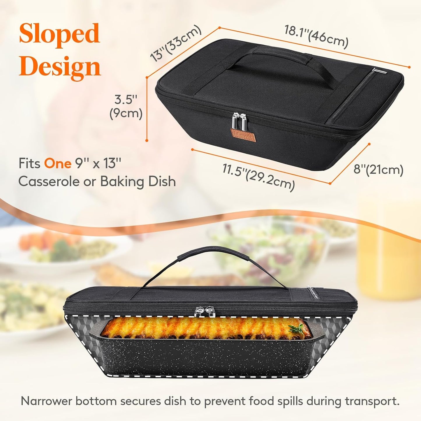 Lifewit Insulated Casserole Carrier for Hot or Cold Food, Thermal Lasagna Lugger Tote, Casserole Dish Carrier for Potluck Parties Picnic, Fits 9"x13" Baking Dish, Gray