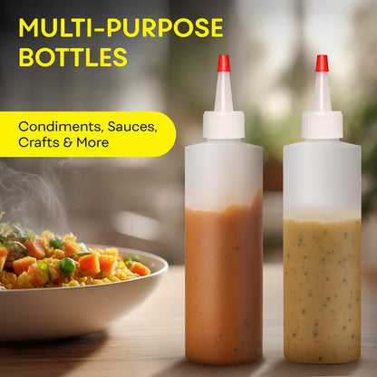 BRIGHTFROM Condiment Squeeze Bottles, 8 OZ Empty Squirt, Red Top Cap, Leak Proof - for Ketchup, Mustard, Syrup, Sauces, Dressing, Oil, Arts & Crafts, BPA FREE Plastic - Perfect for Kitchen