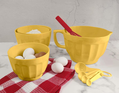 UP 4.3 Quart Latte Style Melamine Batter Bowl with Pour Spout and Handle, Professional Mixing Bowl with Non-Slip Base, Ideal for Pancake and Cake Batter, 11.5 x 8.75 Inch, Mint Blue