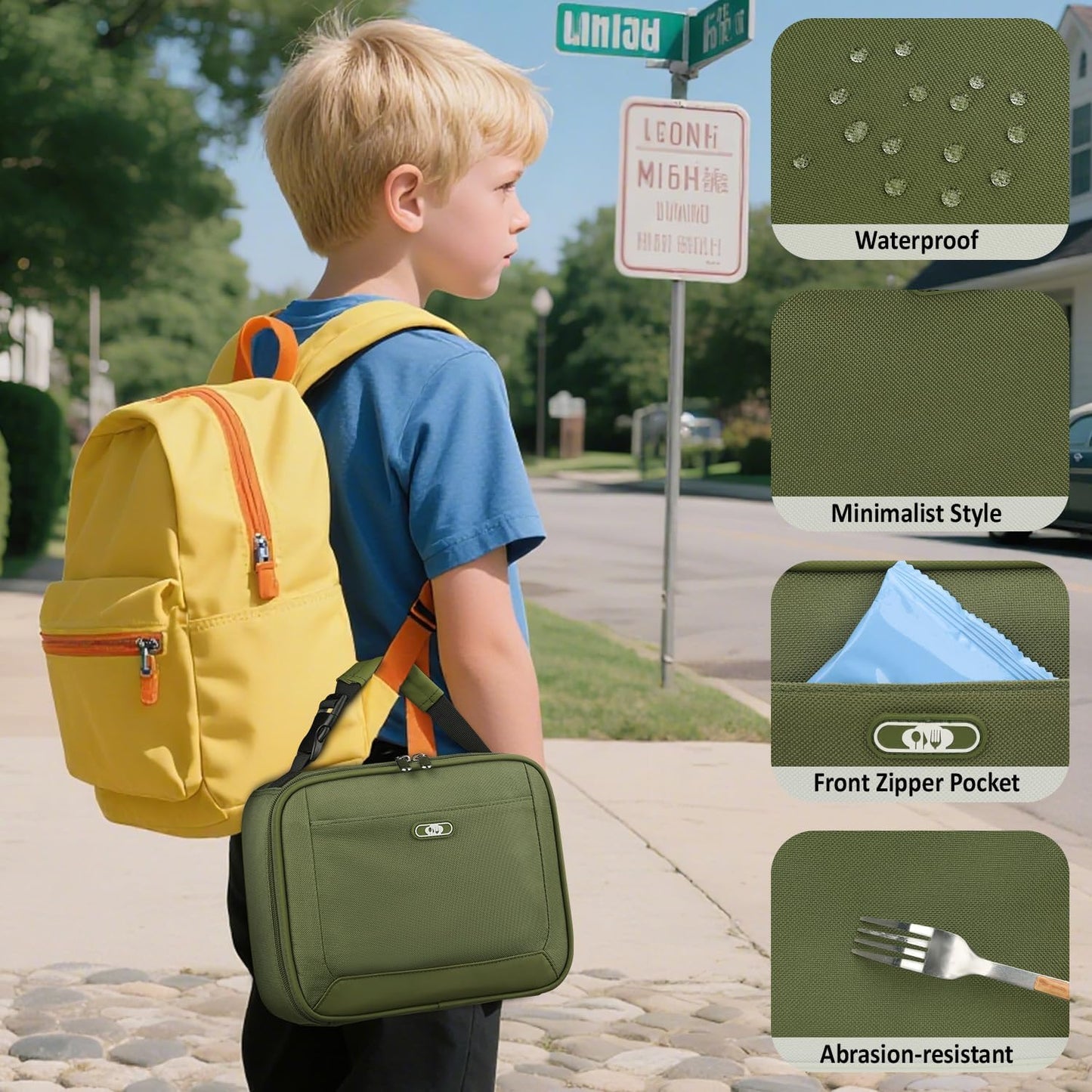 Lunch Box Kids Insulated Lunch Bag for Boys Girls Cute Reusable Lunch Tote Bag Waterproof Portable Thermal Lunch Box Kids for School Picnic Travel Black