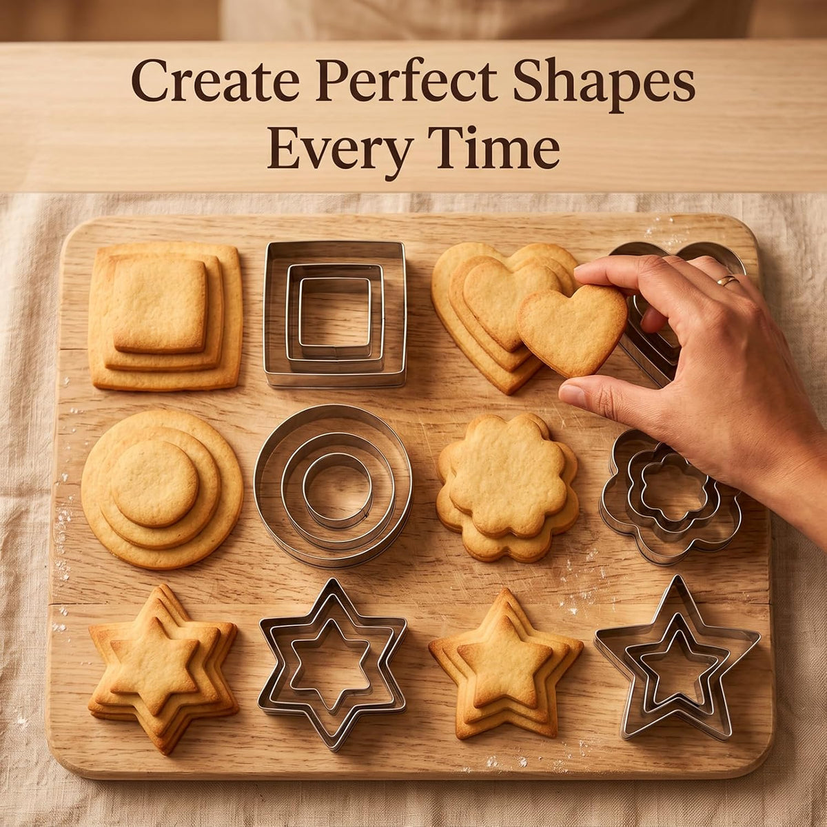 Stainless Steel Cookie Cutters Set, 18 Pcs Assorted Shapes