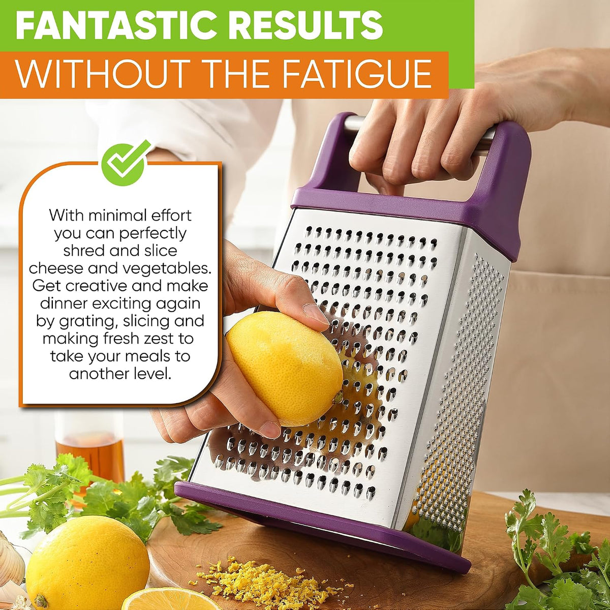 Spring Chef Stainless Steel XL Cheese Grater for Kitchen, Green