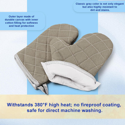 ARCLIBER Grey 13" Quilted Oven Mitts 1 Pair Flame Heat Resistant