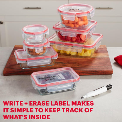 Pyrex Freshlock (4-Pack) Mixed Sized Glass Food Storage Containers Set, Airtight & Leakproof Plastic Locking Lids BPA-Free, Meal Prep Containers Set, Freezer Dishwasher Microwave Safe