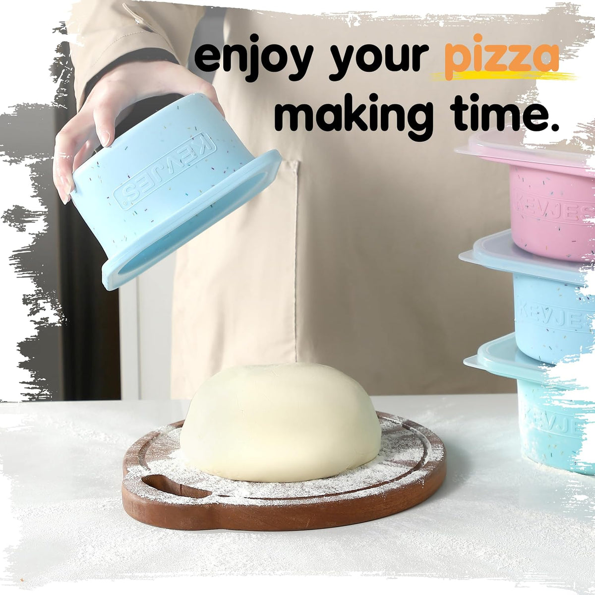 PLUS 1000ml Pizza Dough Proofing Containers, 2-Pack, Green
