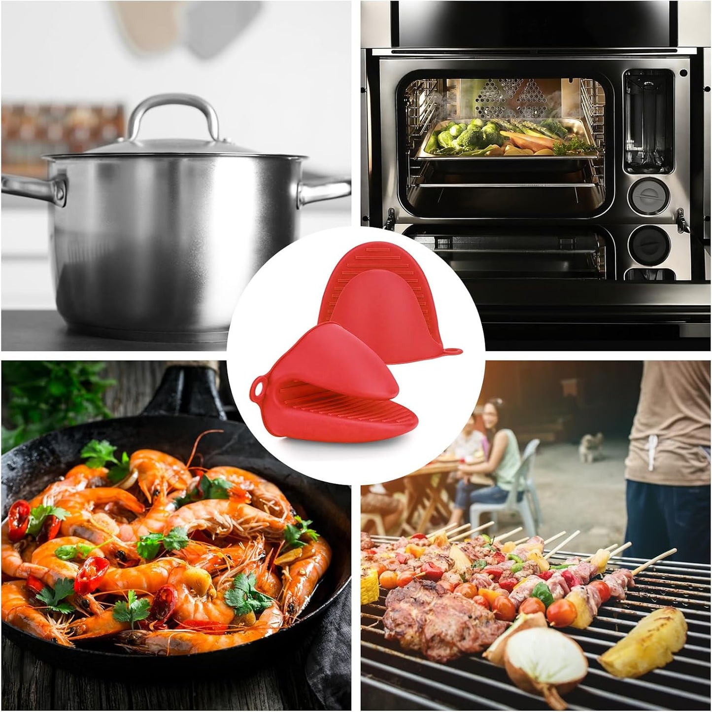 NEPAK 4 Pairs Silicone Cooking Pinch Grips Oven Mitts Potholder for Kitchen Cooking & Baking