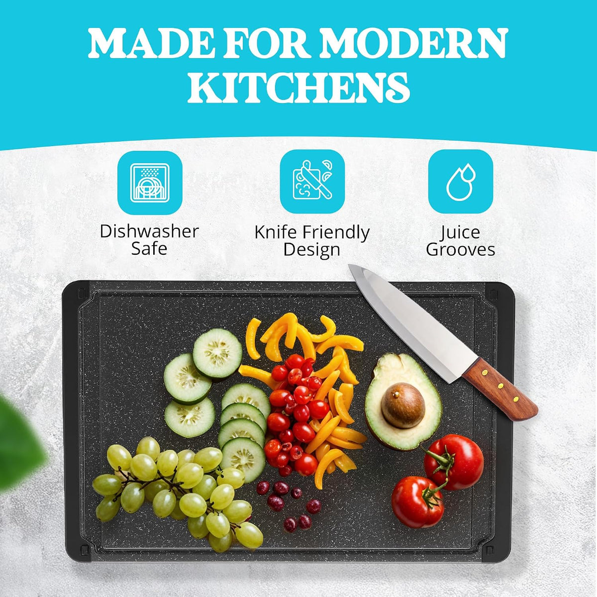 Plastic Cutting Board for Kitchen - Extra Large Cutting Board 18 Inch Reversible Chopping Board, Juice Groove, Non Slip Feet, Dishwasher Safe, BPA Free Large Cutting Board for Meat Vegetables Fruit