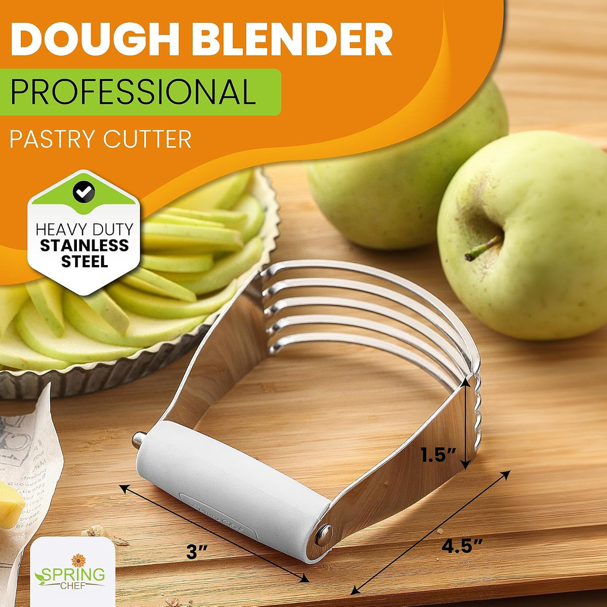 Spring Chef Large Dough Blender For Baking - Durable Pastry Blender - Black