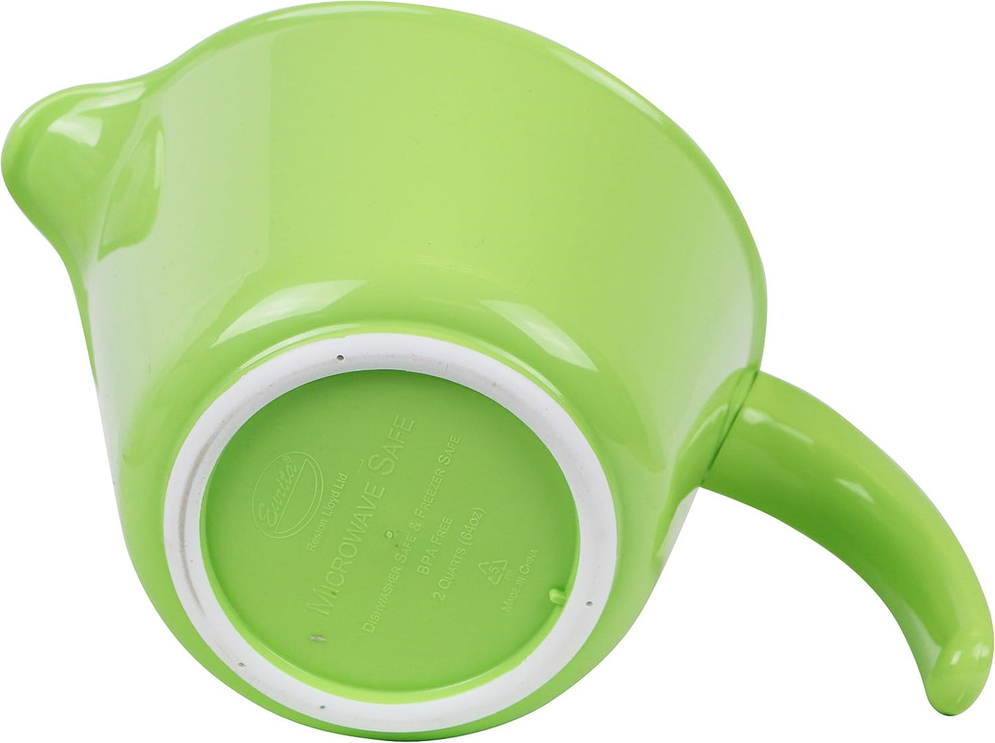 Reston Lloyd Batter Mixing Bowl with Pour Spout, 2 Quart, Heavy Duty BPA-Free Plastic - Microwave & Dishwasher Safe, Non-Slip Base, Ergonomic Space Saving Detachable Handle